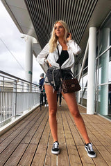 Grey Denim Extreme Rip Front Shorts - Aarya-Shorts