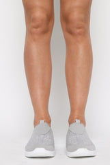 Grey Diamante Sparkle Stretch Trainers - Hani-Trainers