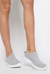 Grey Diamante Sparkle Stretch Trainers - Hani-Trainers