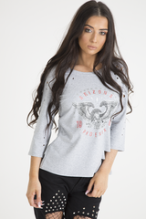 Grey Distressed 'Arizona Phoenix' Print Top - Nova-Tops
