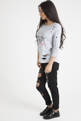 Grey Distressed 'Arizona Phoenix' Print Top - Nova-Tops