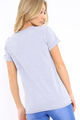 Grey Distressed Embellished T-Shirt - Arya-Tops