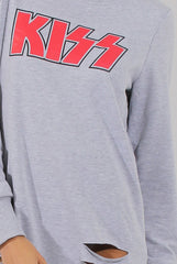 Grey Distressed Kiss Jumper Dress - Ferne-Jumper