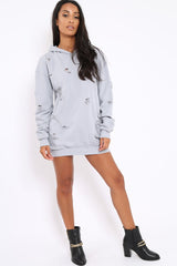 Grey Distressed Oversized Hoodie - Khloe-Hoodies