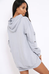 Grey Distressed Oversized Hoodie - Khloe-Hoodies