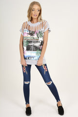 Grey Distressed 'Take Chance' Print T-Shirt - Sonny-T-shirt