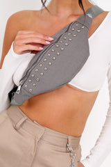 Grey Double Stud Bum Bag - Kamala-Bags