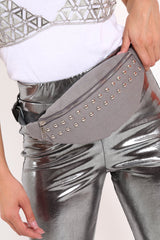 Grey Double Stud Bum Bag - Kamala-Bags