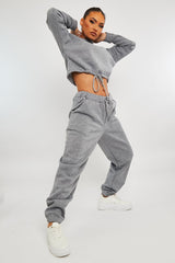 Grey Drawstring Waist Jumper and Joggers Co-ord - Kayla-Loungewear