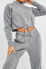 Grey Drawstring Waist Jumper and Joggers Co-ord - Kayla-Loungewear