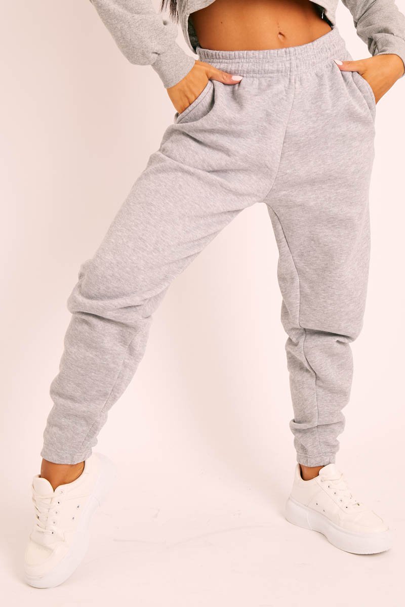 Grey Elasticated Tie Waist Joggers - Kamella-Joggers