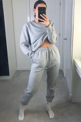 Grey Elasticated Tie Waist Joggers - Kamella-Joggers