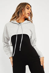 Grey Extreme Cropped Hoodie - Kalissa-Hoodies