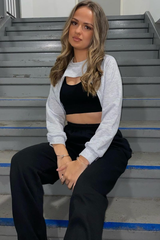 Grey Extreme Cropped Sweatshirt - Fleur