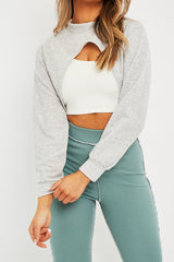 Grey Extreme Cropped Sweatshirt - Fleur-Sweatshirts