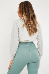 Grey Extreme Cropped Sweatshirt - Fleur-Sweatshirts