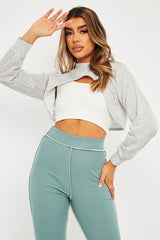Grey Extreme Cropped Sweatshirt - Fleur-Sweatshirts