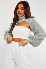 Grey Extreme Cut Out High Neck Jumper - Nihara-Jumper