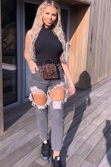 Grey Extreme Rip Mom Jeans - Edelin-Jeans