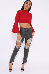 Grey Extreme Rip Mom Jeans - Edelin-Jeans