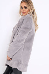 Grey Faux Fur Coat - Kinleigh-Coats