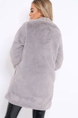 Grey Faux Fur Coat - Kinleigh-Coats