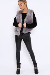 Grey Faux Fur Cropped Gilet - Nadia-Jackets