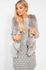 Grey Faux Fur Gilet - Connie-Jackets