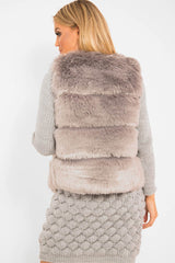 Grey Faux Fur Gilet - Connie-Jackets