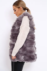 Grey Faux Fur Gilet - Shelby-Jackets