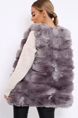 Grey Faux Fur Gilet - Shelby-Jackets