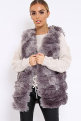 Grey Faux Fur Gilet - Shelby-Jackets