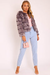 Grey Faux Fur Jacket - Estelle-Jackets