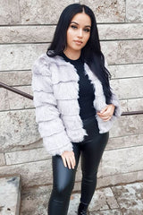 Grey Faux Fur Jacket - Estelle-Jackets