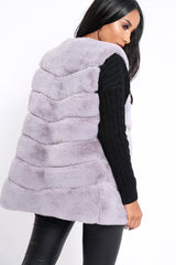 Grey Faux Fur Striped Gilet - Ida-Jackets