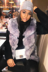 Grey Faux leather and Fur Gilet - Felicia-Jackets