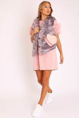Grey Faux leather and Fur Gilet - Felicia-Jackets