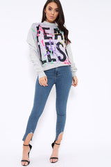 Grey Fearless Paint Splatter Sweatshirt - Eliza-Sweatshirts