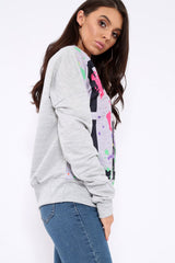 Grey Fearless Paint Splatter Sweatshirt - Eliza-Sweatshirts