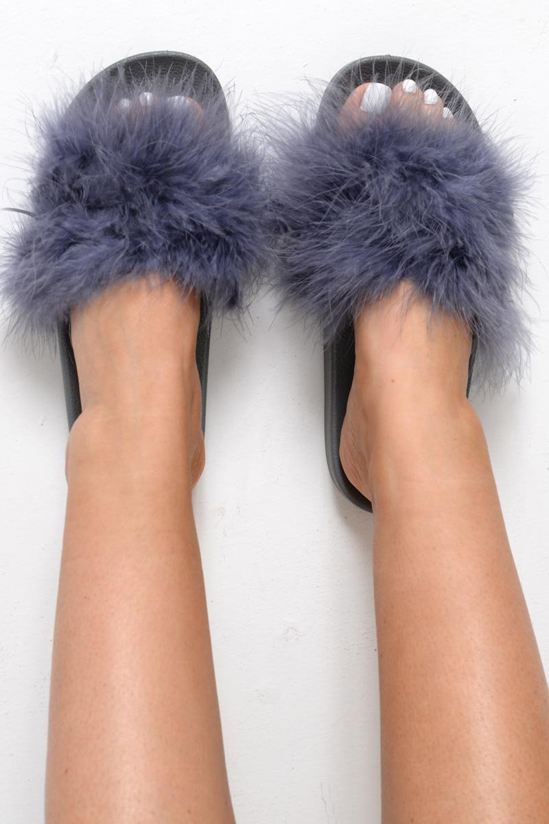 Grey Feather Sliders - Andressa-Sliders