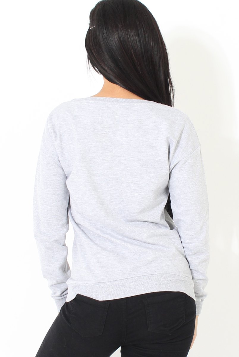 Grey Flawless Slogan Sweatshirt- Venessa-Jumpers