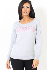 Grey Flawless Slogan Sweatshirt- Venessa-Jumpers