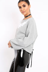 Grey Flower Jumper Tie Back - Alchemy-Jumper