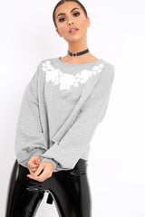 Grey Flower Jumper Tie Back - Alchemy-Jumper