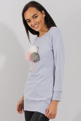 Grey Fluffy Ice Cream Jumper - Noella-Knitwear