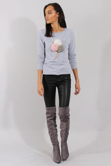 Grey Fluffy Ice Cream Jumper - Noella-Knitwear