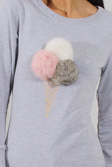 Grey Fluffy Ice Cream Jumper - Noella-Knitwear