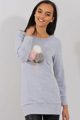 Grey Fluffy Ice Cream Jumper - Noella-Knitwear