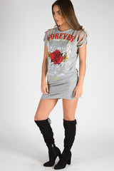 Grey Forever Flying High Distressed T-Shirt Dress - Reiley-Dresses