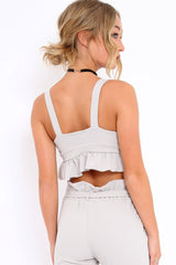 Grey Frill Hem Crop Top - Keya-Crop Tops